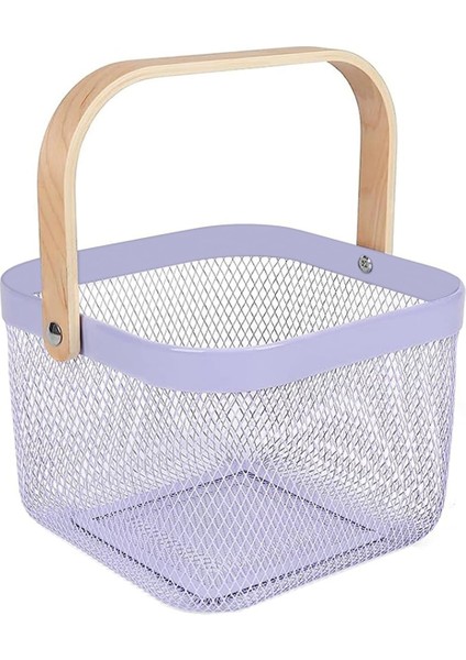 Metal Örgü Sepet, Çok Fonksiyonlu Asılı Mutfak Sepetleri Meyve Sepeti Mutfak Için Banyo Piknik Mor (Yurt Dışından)