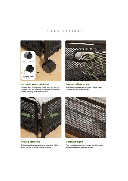 Yatak Yorgan Depolama Kutularının Altında Büyük Kapasiteli Haddeleme Demir Çekmecesi Giysiler Için, Battaniyeler Katlanabilir Ayakkabı Organizatörü Siyah (Yurt Dışından) modelleri