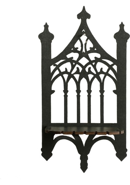 Siyah Ahşap Gotik Çit Tipi Duvar Hung Raf Basit Ev Mobilyası Yatak Odası Dekorasyon Rafı (Yurt Dışından)