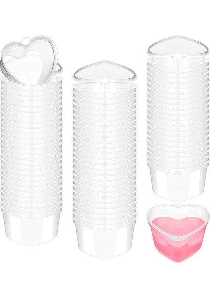 100 Pcs Sevgililer Günü Kalp Şeklinde Depolama Kapları 1.7 Oz Plastik Mini Kalp Kutusu Temiz Gıda Depolama Kapları (Yurt Dışından)