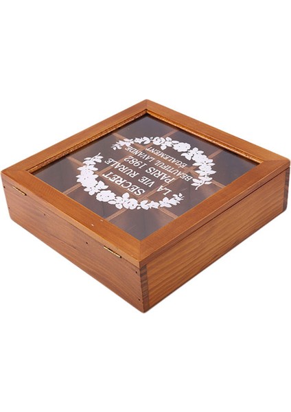 9 Bölüm Ahşap Şık Çay Kutusu Bölmeleri Konteyner Çanta Göğüs Depolama Baharat Yeni Mağaza Kutuları Kozmetikler Jewelly 24 x 24 x 7cm -Ahşap Renk (Yurt Dışından)