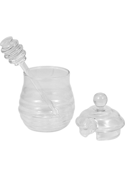 Şeffaf Cam Bal Kavanozu Kapaklı Bal Kavanozu ile Kepçe, Berrak, 9 Ons (Yurt Dışından)