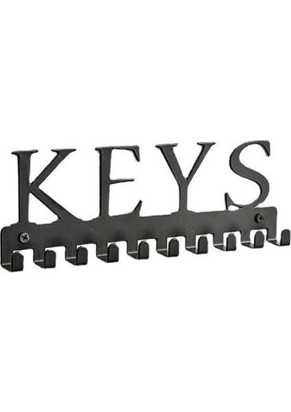 Anahtar Tutucu Duvar Montajı, Siyah Anahtar Askı Duvar Dekoratif Anahtar Raf Organizatör Metal Anahtarlık Tutucu 10 Anahtar Kancalı (Yurt Dışından)