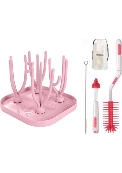 Boşaltma Bardağı Biberon Şişe Raf Uygun Kurutma Rafı Su Kupası Kurutma Raf Kurutma Çenesi (Pembe) (Yurt Dışından)