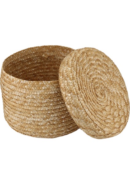 Buğday Saman Dokuma Depolama Sepeti Sepeti Sepeti Yenilikçi Sepet Rustik Doğal Kahverengi Kaplama Depolama Dekoratif Sepet (Büyük) (Yurt Dışından)