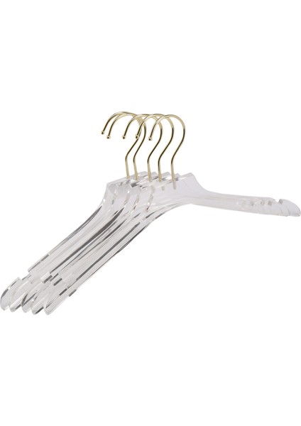 5 Adet Altın Kancalı Temiz Akrilik Giysiler Askısı, Şeffaf Gömlekler Elbise Askı, Bayan Çocuklar Için Çentiklerle L (Yurt Dışından)