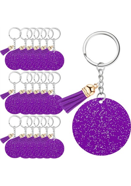 Akrilik Anahtarlık Boş Ring 1.97 Inç Parıltılı Akrilik Boş Dıy Anahtarlık Püskül Mor (Yurt Dışından)