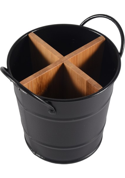 Mutfak Çatal Blar Organizatör Bıçak Standı Saklama Tutucu Ayrı Kaşık Çatal Çubuğu Mutfak Eşya Pişirme Aracı Kova Siyah (Yurt Dışından)