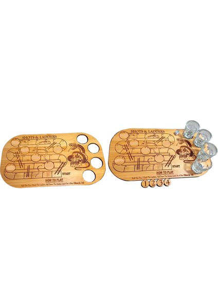 2 Adet Atışlar ve Merdivenler Içme Oyunu, Yılanlar ve Merdivenler Masa Oyunu Ahşap Palet Atışları ve Merdivenler Içme Oyunu (Yurt Dışından)