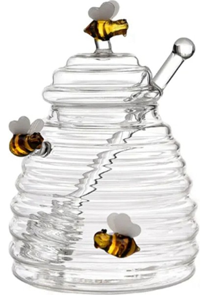 Cam Petek Tank Mutfak Aletleri Bal Depolama Kabı ile Kepçe ve Kapaklı Bal Şişesi Parti Mutfak Ev (Yurt Dışından)