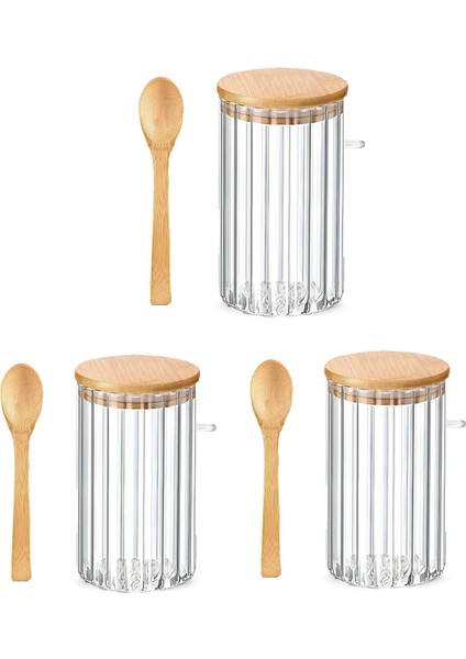 25 Oz Hava Geçirmez Cam Kavanozlar Bambu Kaşık Kapakları Gece Yulaflarında Kapsayıcı Dekoratif Kahve Çubuğu Gıda Depolama Kavanozu (Yurt Dışından)