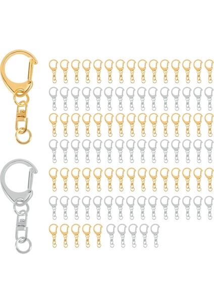 100 Adet D Hook Anahtar Zinciri Donanımı, Zanaat Cazibesi Için Zincirle Metal Bölünmüş Anahtar Halka Klipsleri Dıy (Yurt Dışından)