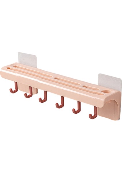 Duvara Monte Mutfak Rafı Bıçak Tutucu 6 Kancalı Çatal Bıçak Takımı Organizatör Ev Aksesuarları Pembe (Yurt Dışından)
