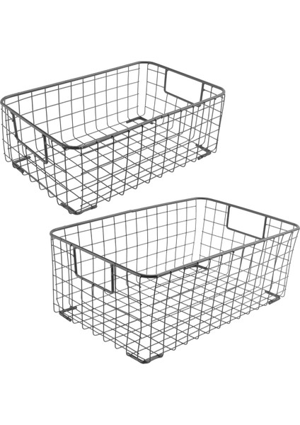 2pcs Kulplu Tel Depolama Sepetleri, Ev, Ofis, Kreş, Çamaşır Rafları Için Metal Organizatör Sepet Kutuları Organizatör (Yurt Dışından)