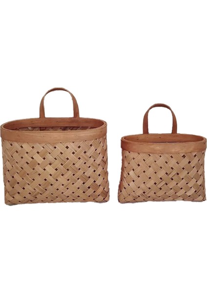 El Yapımı Dokuma Asılı Sepet Mutfak Meyve ve Sebze Depolama Doğal Bambu Dokuma Saksı Ev Duvar Dekor -B (Yurt Dışından)