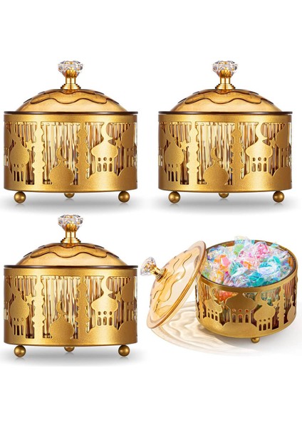 4 Adet Kapaklı Ramazan Tepsileri Eid Mübarek Tepsisi Ramazan Plakası Ramazan Süslemeleri Ramazan Yemek Depolama Konteyneri (Yurt Dışından)