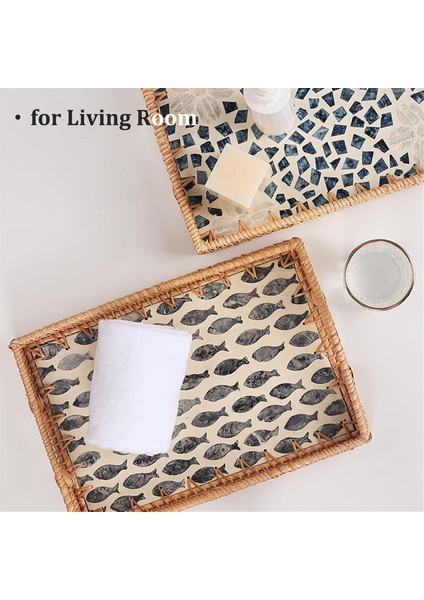 Rattan Tepsisi, Kulplu Rattan Sepetini Göster, Ekmek Meyvesi Kahve Dekorasyonu ve Günlük Gereklilik Için Dikdörtgen Tepsi (Yurt Dışından)