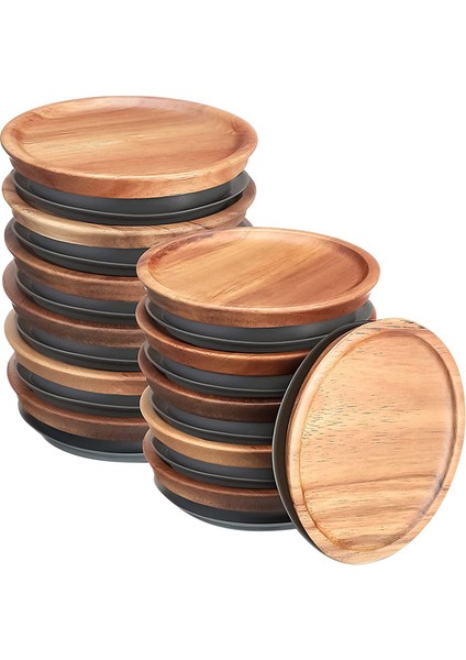 12PCS 3.5 Inç Genişliğinde Ağız Mason Kavanoz Kapakları Yeniden Kullanılabilir Konserve Kapakları Ahşap Mason Kavanoz Kapakları Hava Geçirmez Silikon Conta (Yurt Dışından)