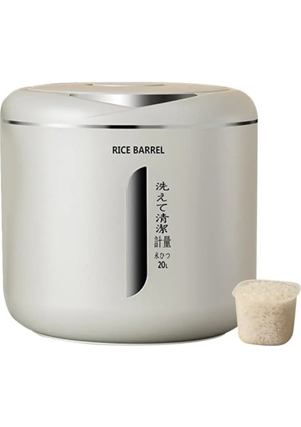 Pirinç Kovası Nem Geçirmez Böcek Geçirmez Kapalı Tank Preslenmiş Kalınlaştırılmış Toz Depolama Kovası Mutfak Saklama Kutusu L (Yurt Dışından)