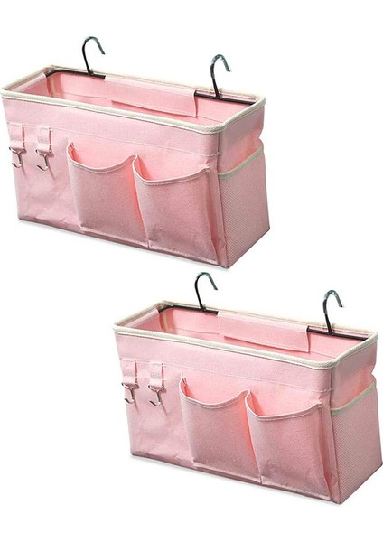 2 Paket Başucu Caddy/yatak Başucu Asma Depolama Çantası Hastane Yatakları Için Dergi Organize Etme Bebek Odası (Pembe) (Yurt Dışından)