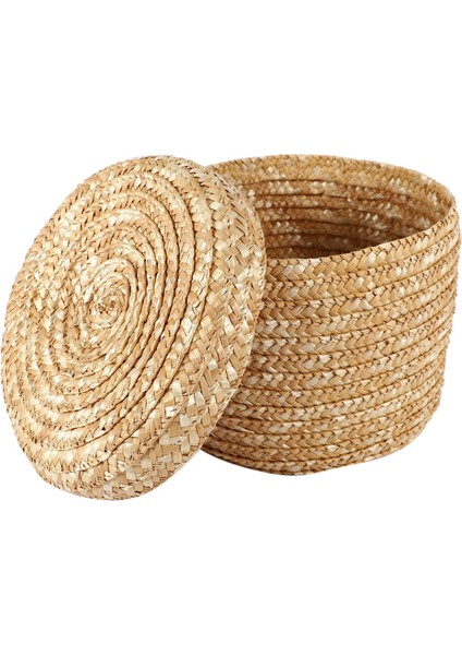 Buğday Saman Dokuma Depolama Sepeti Depolama Sepeti Yenilikçi Sepet Rustik Doğal Kahverengi Kaplama Depolama Dekoratif Sepet (Orta) (Yurt Dışından)