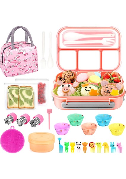 1300ML 27PCS Öğle Yemeği Kutusu Kiti Gıda Mühür Çantası Sebze Kesim Bento Kutusu Set 4 Kaşık Çatal Çanta Aksesuarları ile Bölmeler (Yurt Dışından)