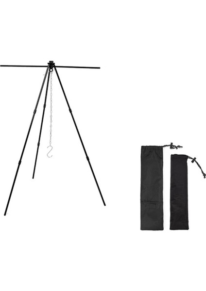 Siyah Açık Alüminyum Alümlü Tripod Askı Depolama Rafı Taşınabilir Çapraz Çubuk Seti Geri Çekilebilir Asılı Tencere Braketi (Yurt Dışından)