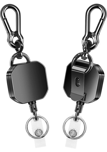 2 Paket Geri Çekilebilir Anahtarlık, Ağır Hizmetli Metal Kimlik Rozeti Tutucu Key Reel, Kemer Klipsli Karabin Anahtarı (Yurt Dışından)