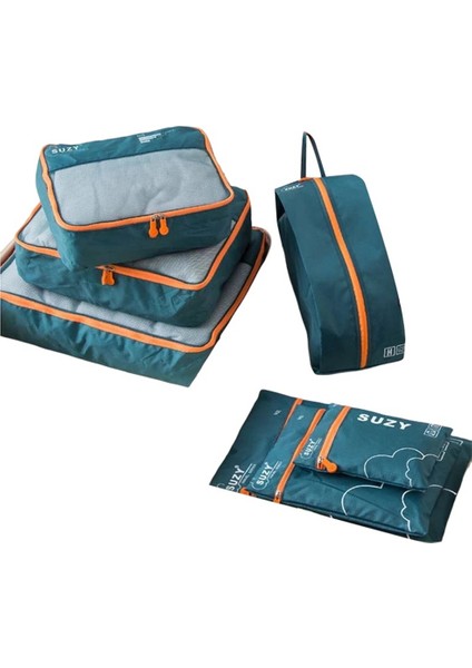 7 Adet Set Seyahat Organizer Depolama Çantaları Bavul Taşınabilir Bagaj Organizer Giysileri Ayakkabı Düzenli Teseç Paketleme Seti, 1 (Yurt Dışından)