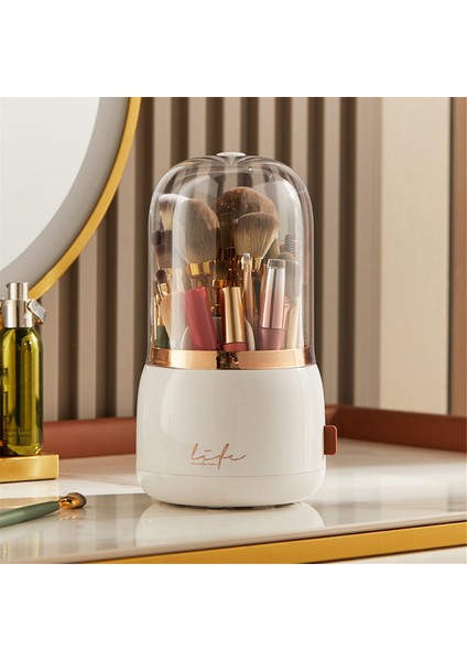 Çok Fonksiyonlu 360 ° Dönen Makyaj Fırçaları Tutucu Taşınabilir Masaüstü Kozmetik Organizatör Makyaj Sanatçısı-Dark Green (Yurt Dışından)