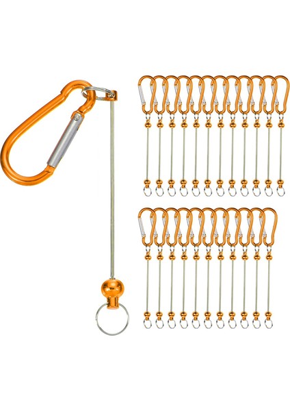 Boncuklu Anahtarlık Çubukları, 24 Pcs Metal Boncuklu Anahtar Kezleri Boşluklar Toplu Yapım Malzemeleri Snap Hook Portakallı (Yurt Dışından)