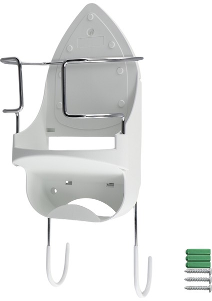 Demir Tahta Askı Duvar Montaj Elektrikli Demir Tutucu Demir ve Ütü Kurulu Depolama Organizatör Rafı Çıkarılabilir Kancalar -2 (Yurt Dışından)