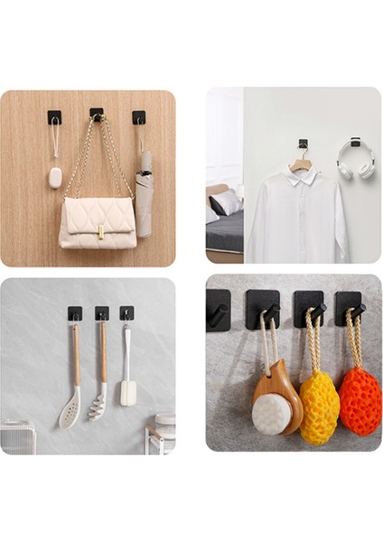 Ağır Hizmet Tipi Yapıştırıcı Kancalar, Kendi Yapışkan Kancalar, Kare - Ev Okulları ve Ofisler Için Düz Kanca (4pcs) Siyah (Yurt Dışından)