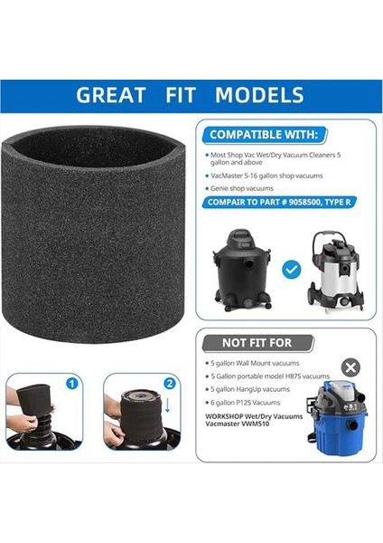 3'lü Paket 90585 Köpük Kılıf VF2001 Islak ve Kuru Köpük Yedek Filtreler (Yurt Dışından) fiyatları