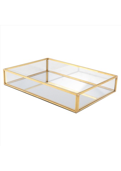 Nordic Retro Depolama Tepsisi Altın Dikdörtgen Cam Makyaj Organizatör Tepsisi Tatlı Plaka Takı Takı Ekran Ev Mutfak Dekoru （s） (Yurt Dışından) modelleri