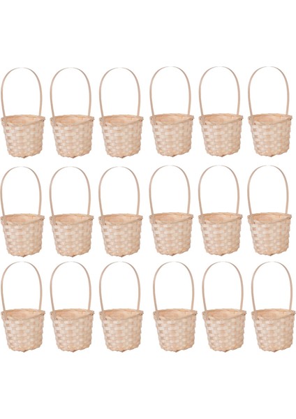 18PCS Bambu Dokuma Sepet Piknik Sepeti Pratik Çiçek Tutucu Ev Depolama Sepeti Bitki Kutusu Hasır Sepetler-S (Yurt Dışından)