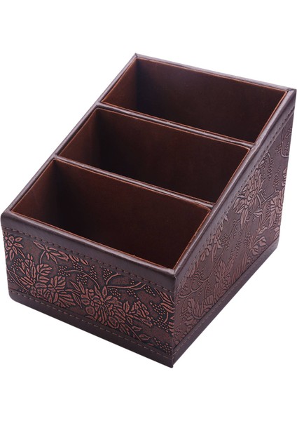 Retro Pu Deri Kozmetik Depolama Kutusu Uzaktan Kumanda Telefon Tutucu Tablo Organizatörü Ev Ofis Depolama Kılıfı (Yurt Dışından)