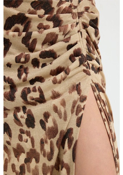 Yırtmaçlı Örme Elbise Leopar Kahve 12445785000 indirimleri