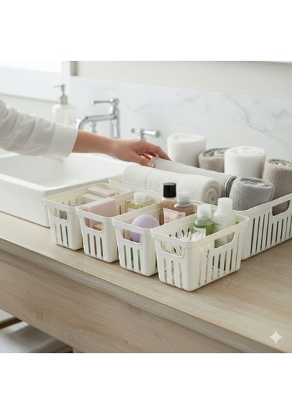 5 Parça Banyo Dolap Içi Düzenleyici Beyaz