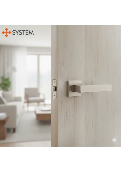 Akalı Otel Tipi Kendinden Kilitli Kapı Kolu Nikel Saten Mat Renk