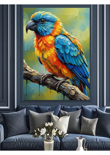 Papağan Mavi Sarı Kuş Dekoratif Kanvas - Mdf Ahşap Tablo