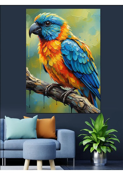 Papağan Mavi Sarı Kuş Dekoratif Kanvas - Mdf Ahşap Tablo fiyatları