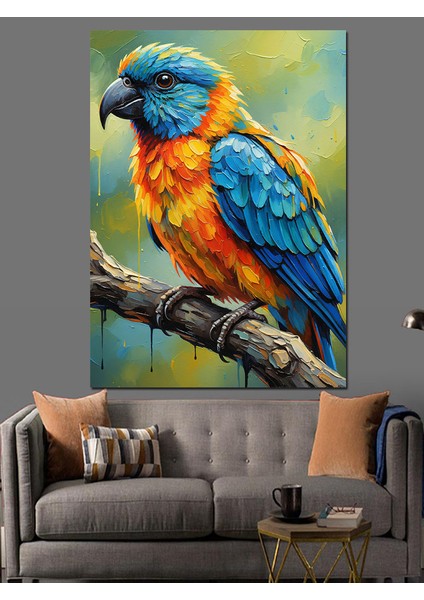 Papağan Mavi Sarı Kuş Dekoratif Kanvas - Mdf Ahşap Tablo fırsatları