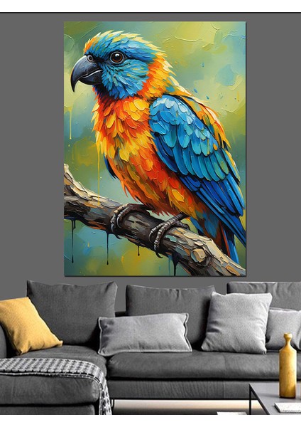 Papağan Mavi Sarı Kuş Dekoratif Kanvas - Mdf Ahşap Tablo indirimleri