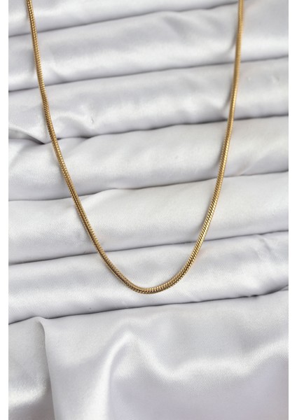 316L Çelik Zincir Gold Renk 60 cm Yılan Zincir Kadın Kolye