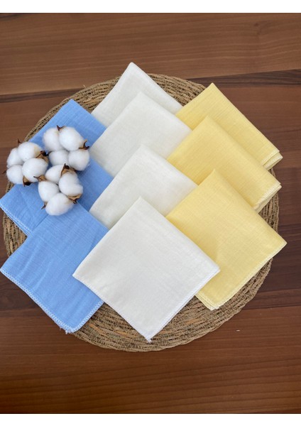 10'lu Müslin Bebek Ağız Mendili,ter Bezi %100 Pamuk 25X25 cm