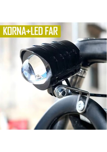 E Bike LED Far Elektrikli Scooter Farı Elektrikli Motosiklet E Bisiklet Far + Korna 36V-60V-UYUMLU modelleri