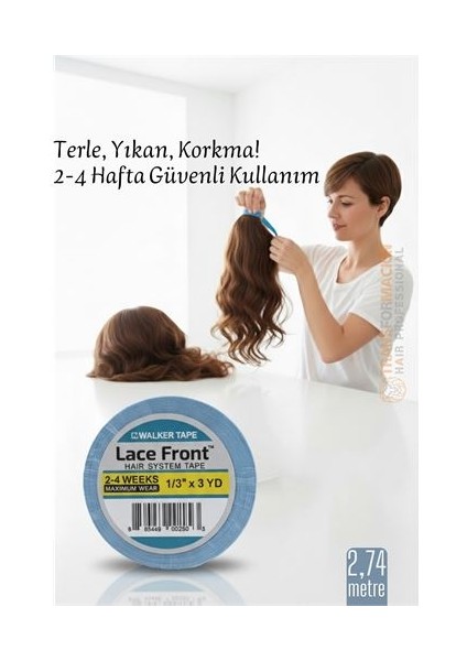 Protez Saç Bandı - 2-4 Haftalık Peruk Bandı Walker Tape Lace Front 1cmx2.75 Metre