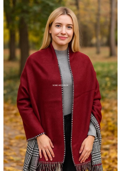 Yünlü Şal – Çift Taraflı Ekose Desenli Kalın Kışlık Şal modelleri