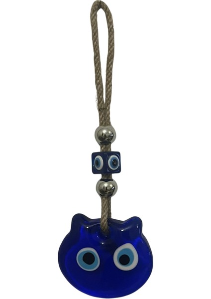 Kedi Figürlü Cam Nazar Boncuğu – El Yapımı - Hediyelik Süs - Dekoratif